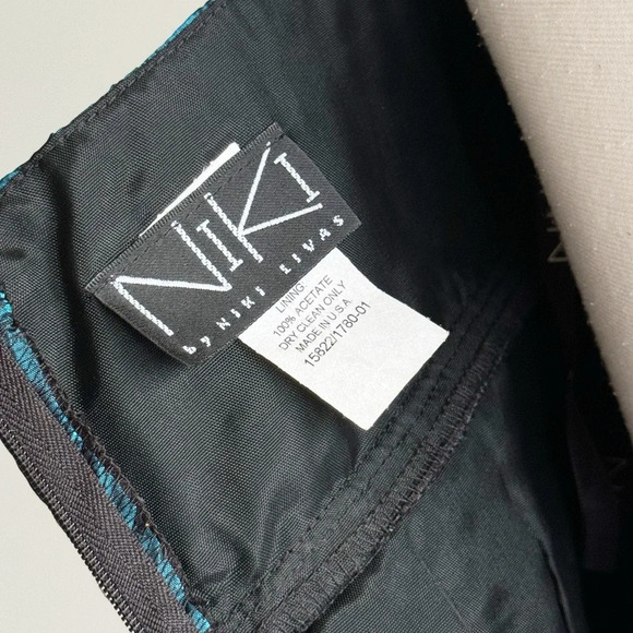 Vintage Niki Livas Teal Crinkle Satin Dress | 2000s Bodycon Mini | Y2K Cocktail - Picture 10 of 11